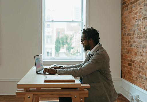 man working from home office